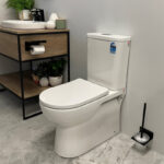 MOI 650*370*830mm Gloss White Rimless Flushing Back to Wall Two-piece Toilet Suite(Bottom Inlet)