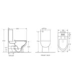 MOI 650*370*830mm Gloss White Rimless Flushing Back to Wall Two-piece Toilet Suite(Bottom Inlet)