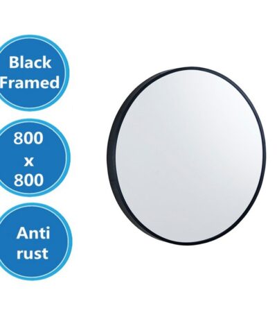 800x800x40mm Black Framed Mirror
