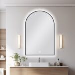 600*900mm Carysil Arch 3 Color Lighting Gun Metal Grey Framed LED Mirror Touch Sensor Switch Defogger Pad