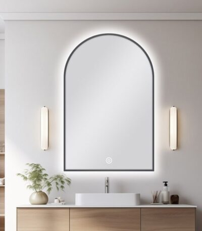 600*900mm Carysil Arch 3 Color Lighting Gun Metal Grey Framed LED Mirror Touch Sensor Switch Defogger Pad