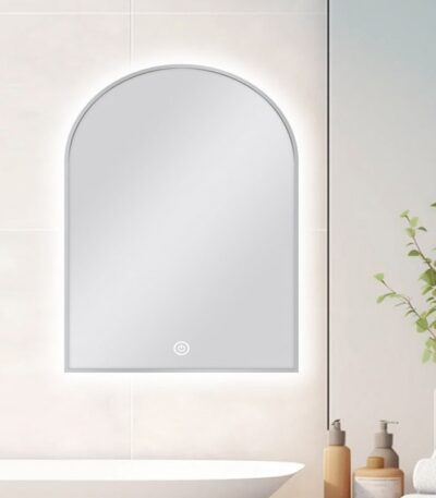 600*900mm Carysil Arch 3 Color Lighting Brushed Nickel Framed LED Mirror Touch Sensor Switch Defogger Pad