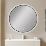 750mm Carysil Round 3 Color Lighting Black Framed LED Mirror Touch Sensor Switch Defogger Pad