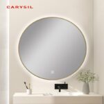 750mm Carysil Round 3 Color Lighting Gold Framed LED Mirror Touch Sensor Switch Defogger Pad