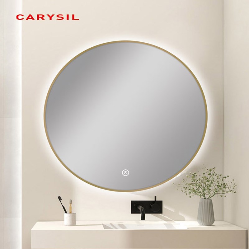 750mm Carysil Round 3 Color Lighting Gold Framed LED Mirror Touch Sensor Switch Defogger Pad 1 750mm Carysil Round 3 Color Lighting Gold Framed LED Mirror Touch Sensor Switch Defogger Pad
