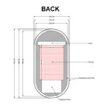 450*900mm Carysil Oval 3 Color Lighting Gun Metal Grey Framed Backlit LED Mirror Touch Sensor Switch Defogger Pad