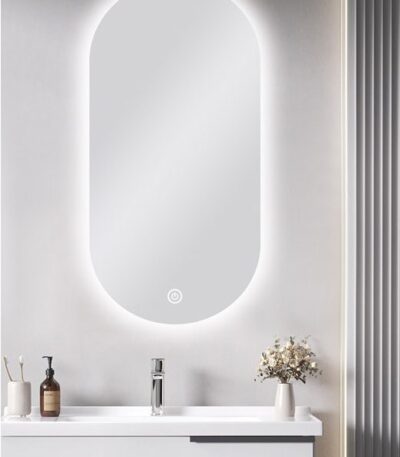 450*900mm Carysil Oval 3 Color Lighting Backlit LED Mirror Touch Sensor Switch Defogger Pad