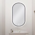450*900mm Carysil Oval 3 Color Lighting Black Framed Backlit LED Mirror Touch Sensor Switch Defogger Pad