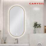 450*900mm Carysil Oval 3 Color Lighting Gold Framed Backlit LED Mirror Touch Sensor Switch Defogger Pad