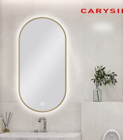 450*900mm Carysil Oval 3 Color Lighting Gold Framed Backlit LED Mirror Touch Sensor Switch Defogger Pad