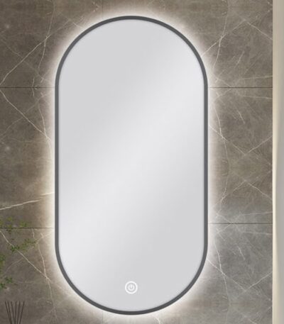 450*900mm Carysil Oval 3 Color Lighting Gun Metal Grey Framed Backlit LED Mirror Touch Sensor Switch Defogger Pad