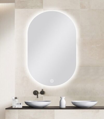 600*900mm Carysil Oval 3 Color Lighting Backlit LED Mirror Touch Sensor Switch Defogger Pad