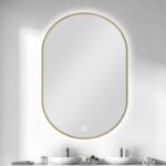 600*900mm Carysil Oval 3 Color Lighting Gold Framed Backlit LED Mirror Touch Sensor Switch Defogger Pad