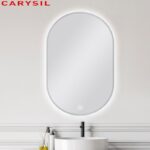 600*900mm Carysil Oval 3 Color Lighting Brushed Nickel Framed Backlit LED Mirror Touch Sensor Switch Defogger Pad