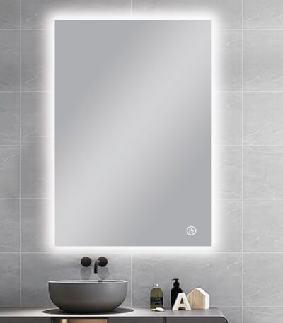 600*750mm Carysil Sharpe Edged 3 Color Lighting Backlit LED Mirror Touch Sensor Switch Defogger Pad