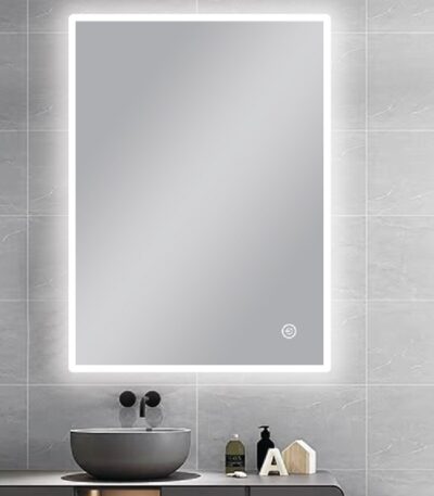 600*750mm Carysil Square Round Edged 3 Color Lighting Front lit LED Mirror Touch Sensor Switch Defogger Pad