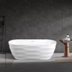 1700*750*580mm White Acrylic Freestanding Oval With 3D Bathtub