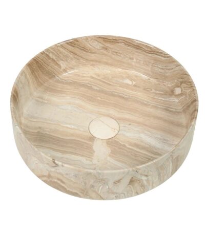 405*405*130mm Stone-look Glossy Finish Above Counter Basin(32mm Nonoverflow)