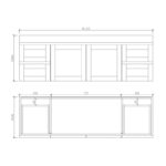 1477*450*550mm Miami Wall Hung Fluted Vanity Cabinet (Double Bowls)