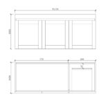 1178*450*505mm Miami Wall Hung Fluted Vanity Cabinet (RHD) (Single Bowl)