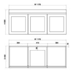 1178*450*505mm Miami Wall Hung Fluted Vanity Cabinet (Double Bowls)