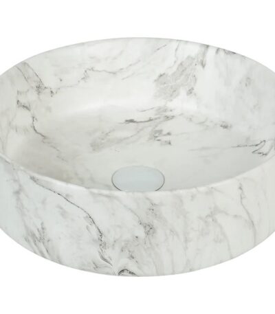 405*405*130mm Matte White with Delicate Stone-look Veining Above Counter Basin(32mm Nonoverflow)