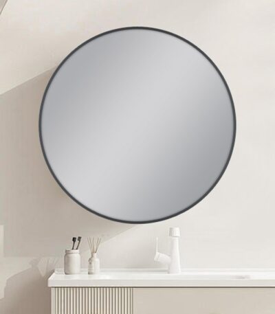 600mm Carysil Round Gun Metal Grey Framed Mirror
