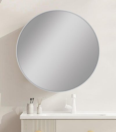 800mm Carysil Round Brushed Nickel Framed Mirror