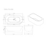 NOVA Series 1500*750*580mm Gloss White Acrylic Bathtub(Left Corner)