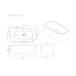 NOVA Series 1700*800*580mm Gloss White Acrylic Bathtub(Left Corner)