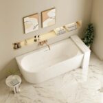 NOVA Series 1700*800*580mm Gloss White Acrylic Bathtub(Left Corner)