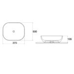 500*370*135mm Gloss White Above Counter Basin