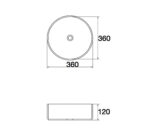360x360x125mm Matte Black Exterior & Matte White Interior Above Counter Basin