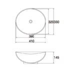 405x335x145mm Gloss White Above Counter Basin