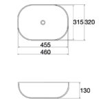 465x320x135mm Matte White Above Counter Basin
