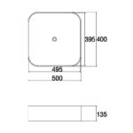 500x400x135mm Gloss White Above Counter Basin