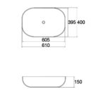 605x400x145mm Matte White Above Counter Basin