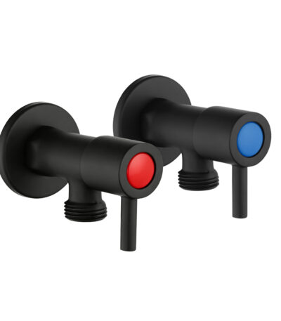 Round Black Water Stop Valves (One Pair)