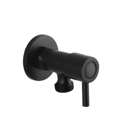 Bathroom Round Black 1/4 Turn Washing Machine Stop Tap(One Piece)