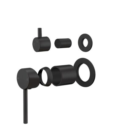 LUCID PIN Series Black Diverter Mixer Trim Kit With Separate Cover Plate (match CLPD)