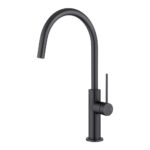 Black Standard Slim Stainless Steel Kitchen Mixer With 360° Swivel Spout