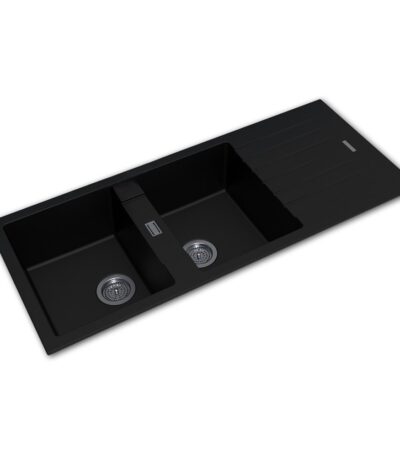 1160x500x200mm Black Granite Double Bowl Kitchen Sink
