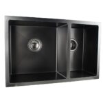 710x450x205mm Dark Grey Stainless Steel 1 & 1/2 Bowl Kitchen Sink