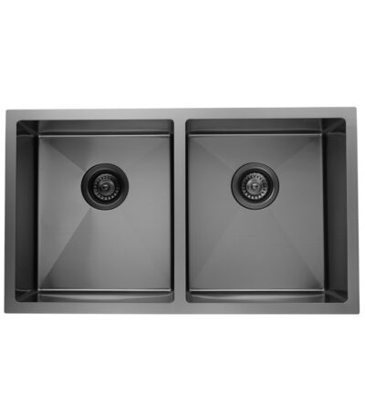 770x450x215mm Gun Metal Grey Stainless Steel Double Bowl Kitchen Sink
