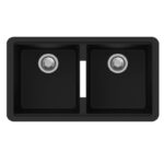 824x481x241mm Black Carysil Granite Double Bowl Kitchen Sink