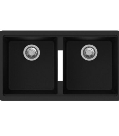 824x481x241mm Black Carysil Granite Double Bowl Kitchen Sink