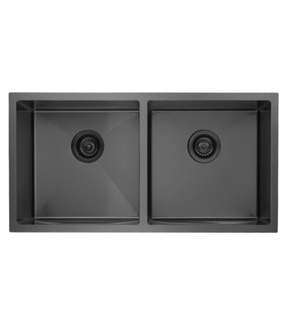860x440x200mm Gun Metal Grey Stainless Steel Double Bowl Kitchen Sink
