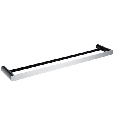RUSHY - 600mm Black & Chrome Double Towel Rail