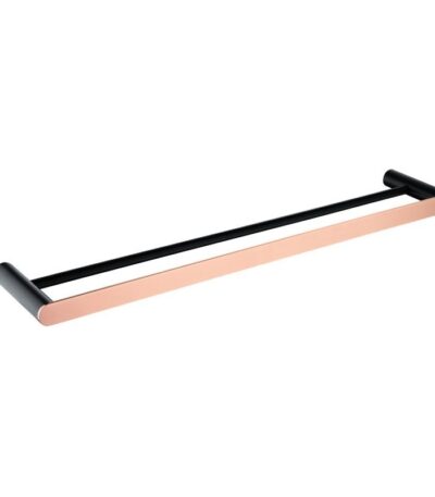 800mm Black & Rose Gold Double Towel Rail