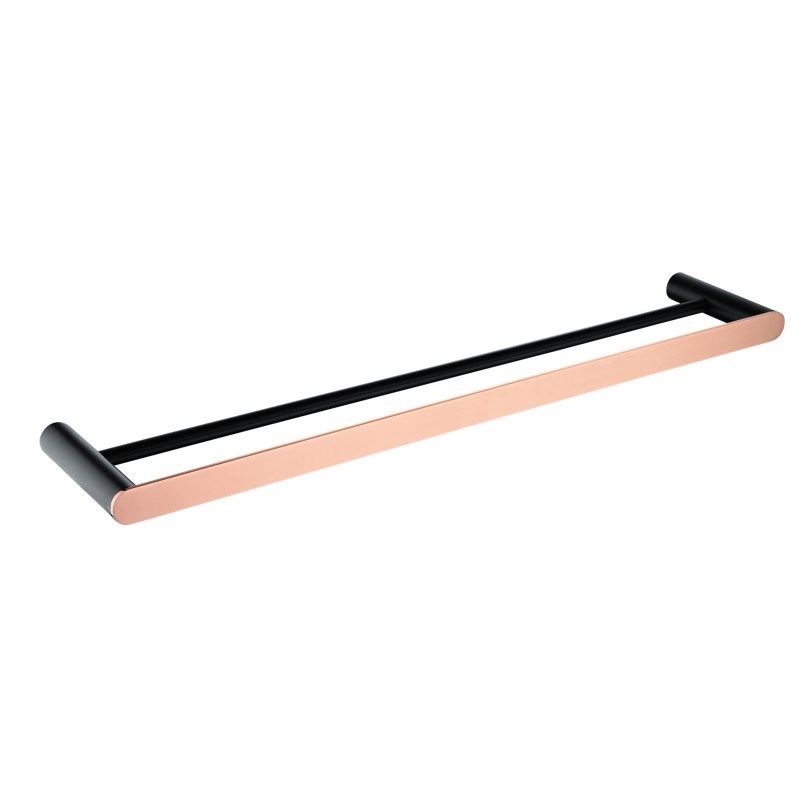 800mm Black & Rose Gold Double Towel Rail 1 800mm Black & Rose Gold Double Towel Rail